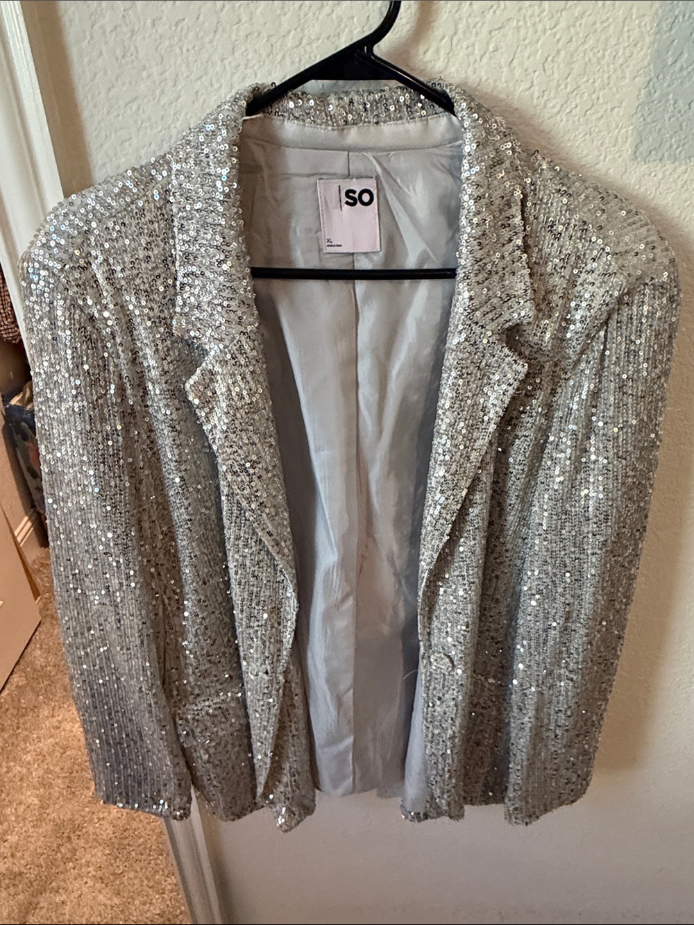 SO Silver Sequin Blazer Jacket